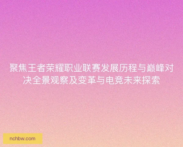 聚焦王者荣耀职业联赛发展历程与巅峰对决全景观察及变革与电竞未来探索